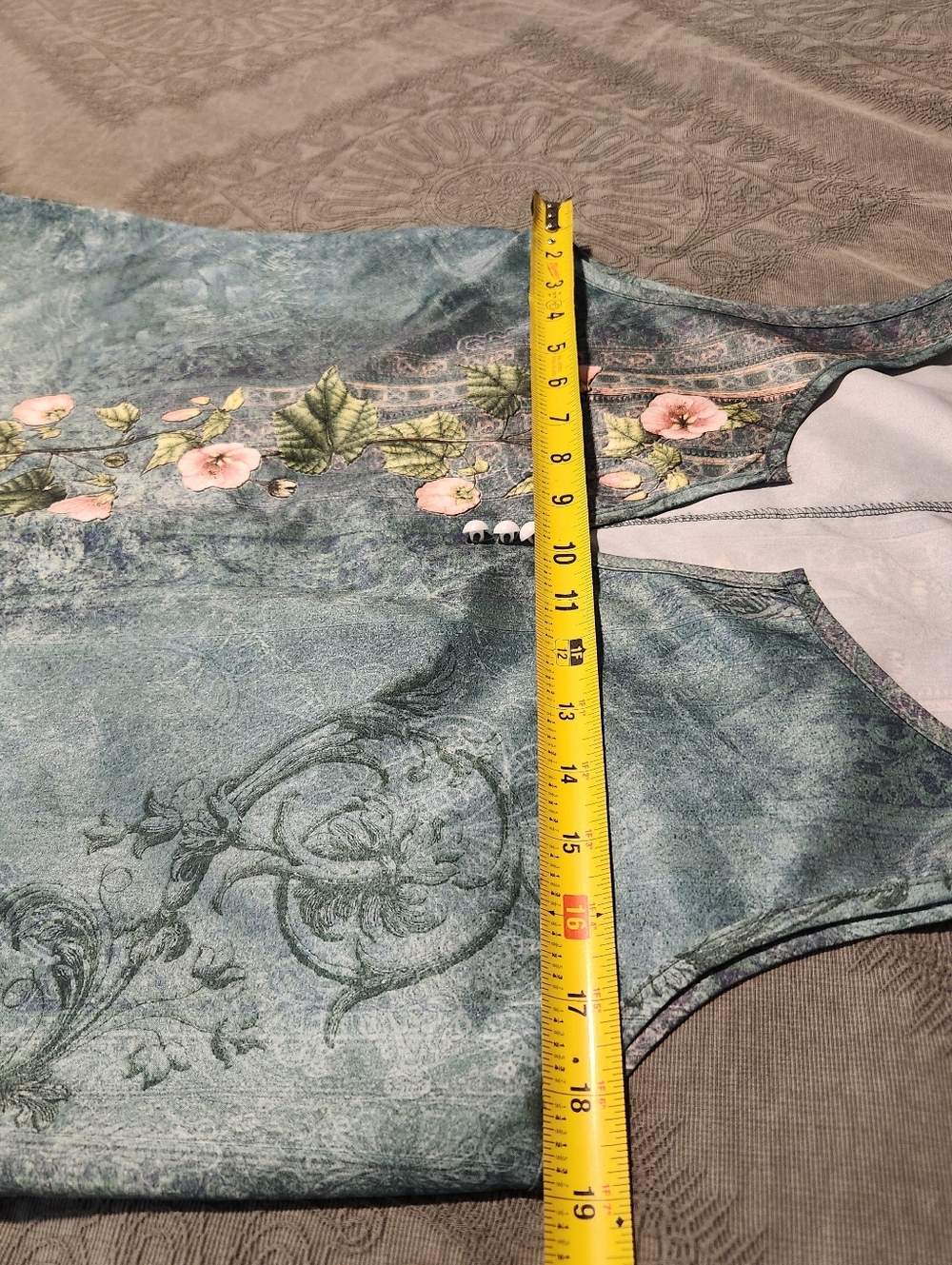 Teal Floral Boho Slip Dress L - Picture 7 of 10
